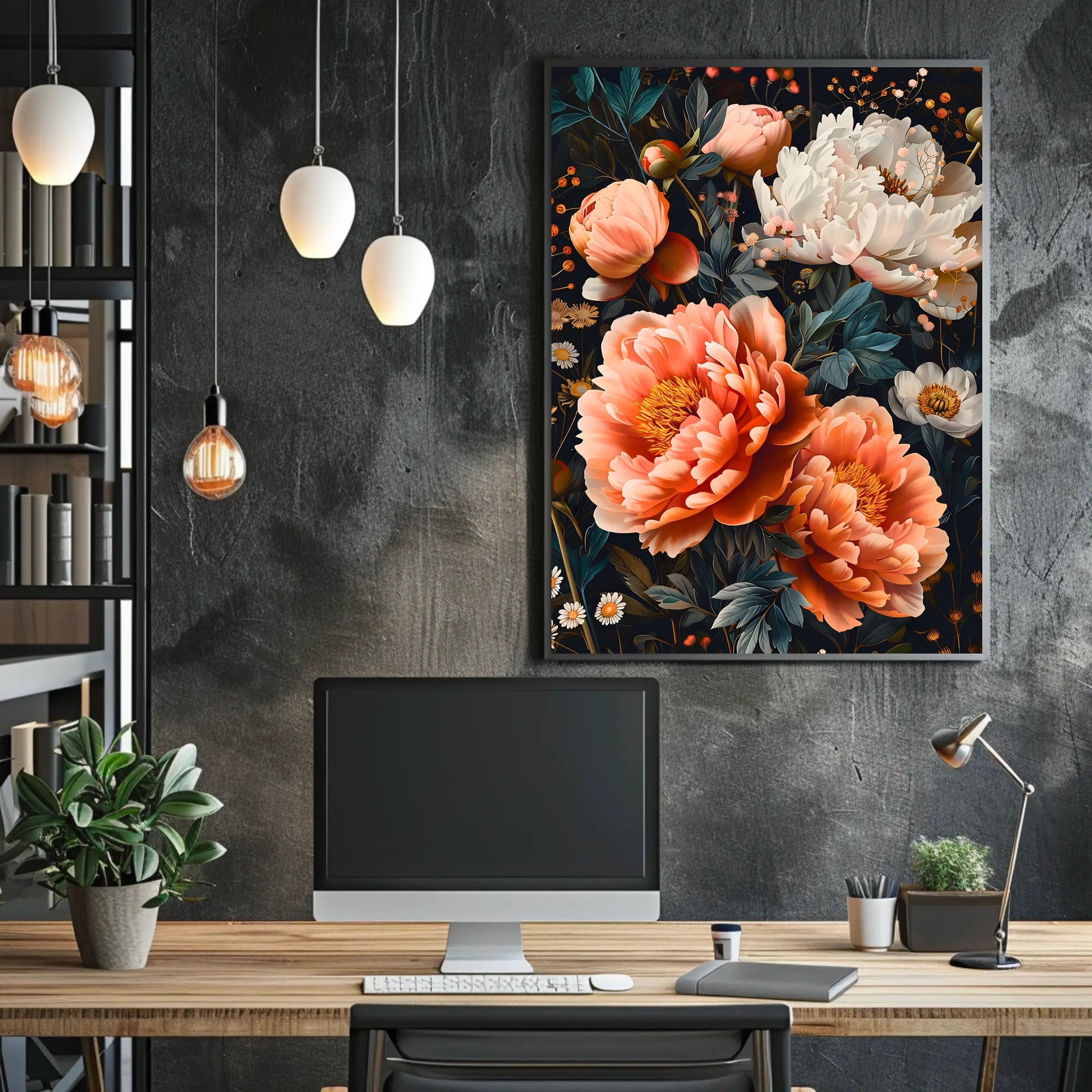 Blossoming Garden Peonies Artistic Poster