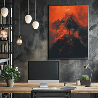Adventurous Solitude on Mountain Peak: Abstract or Artistic Poster PosterGoat