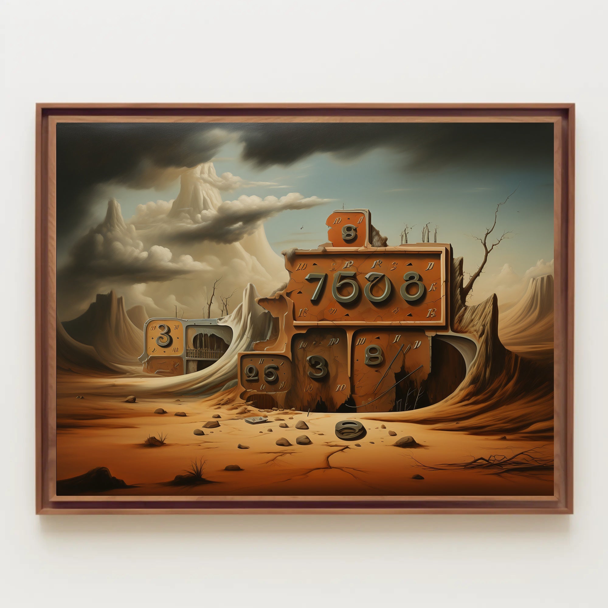 Surreal Desert Clockscape Art Print Futuristic Sci-Fi Poster