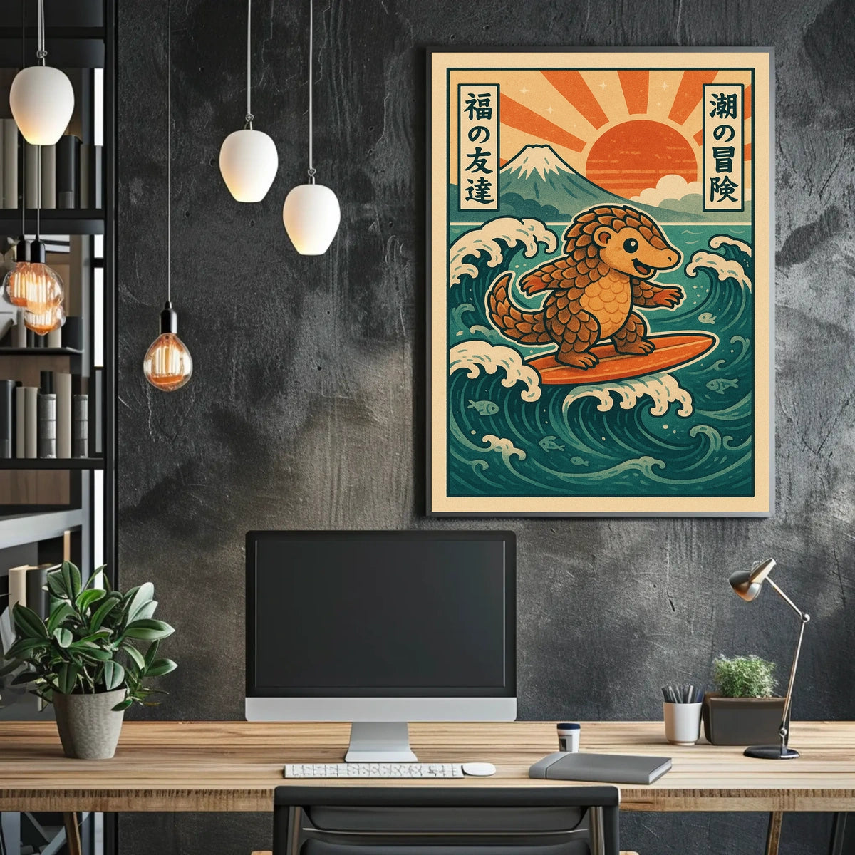 Surfing Pangolin Adventure Poster