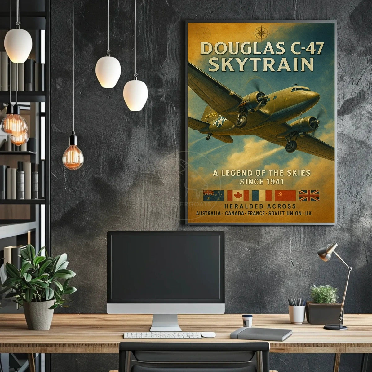 Douglas C-47 Skytrain WWII Vintage Poster