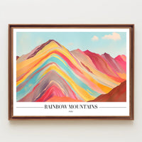Vibrant Rainbow Mountains Abstract Artistic Poster