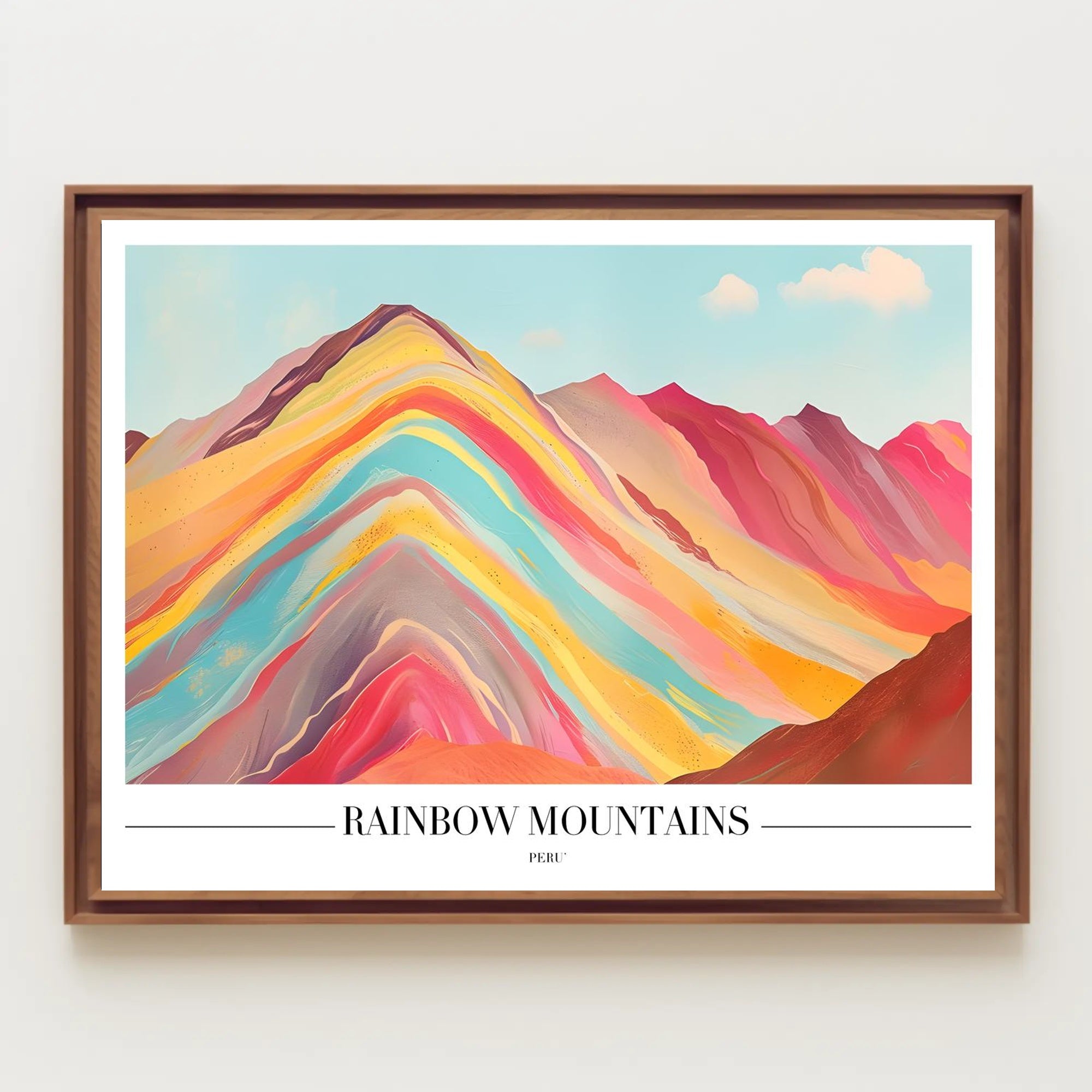 Vibrant Rainbow Mountains Abstract Artistic Poster