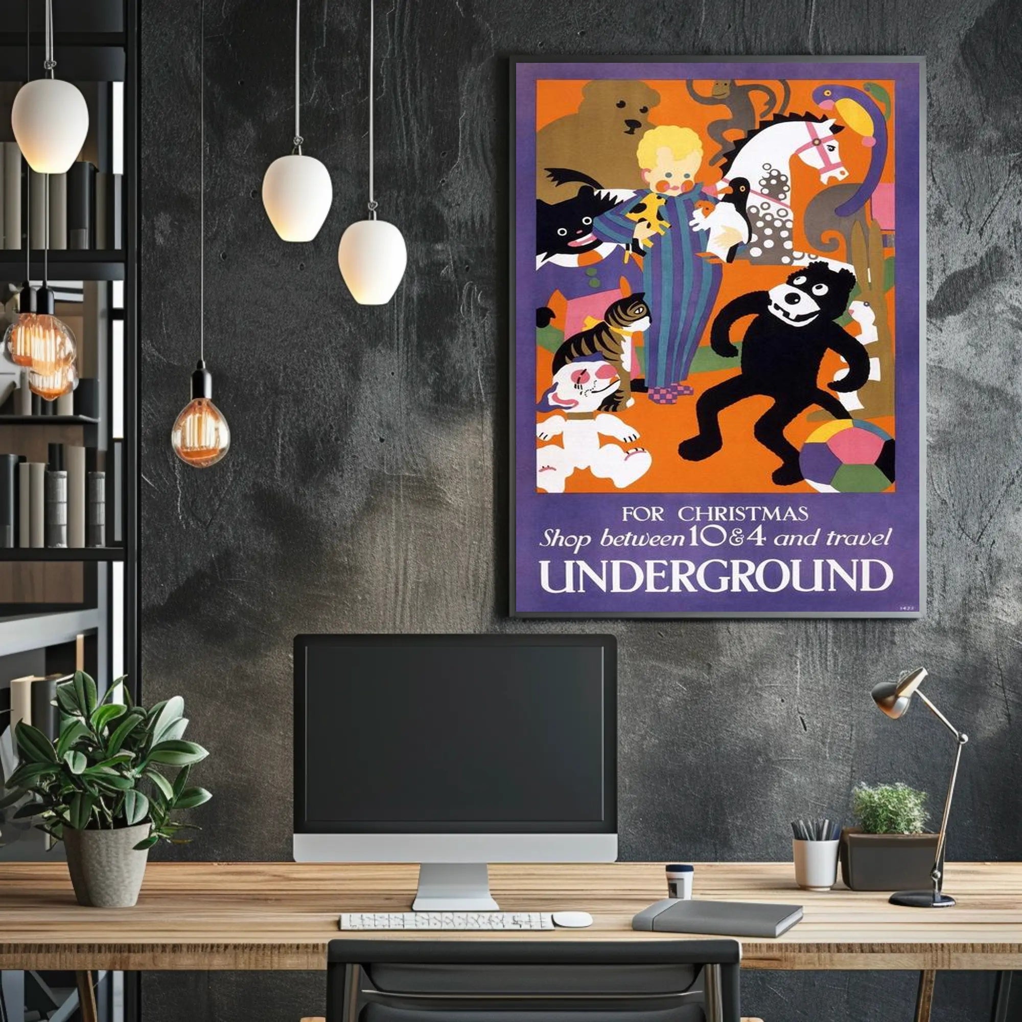 Festive Underground Shopping Poster PosterGoat