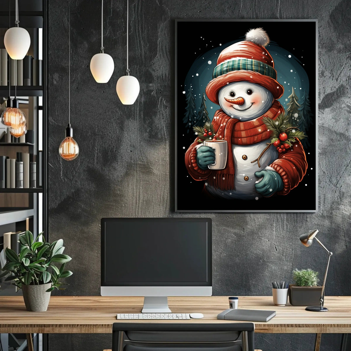 Cozy Winter Snowman Poster