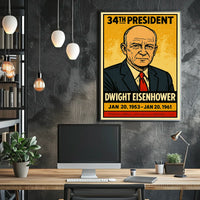 Dwight D. Eisenhower 34th President of the United States Inked Comic Style Poster