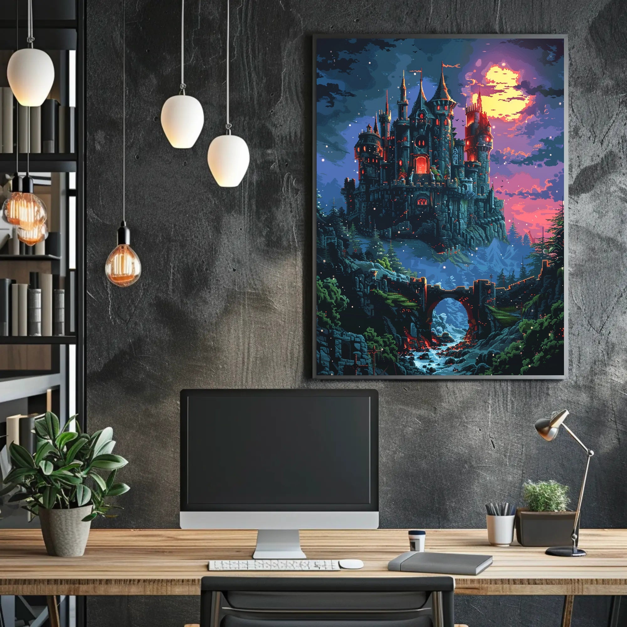 Enchanted Castle at Dusk Wall Art Poster Print PosterGoat