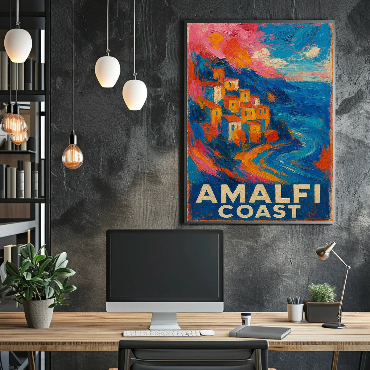 Amalfi Coast Poster Wall Art Print 18x24 Coastal Decor