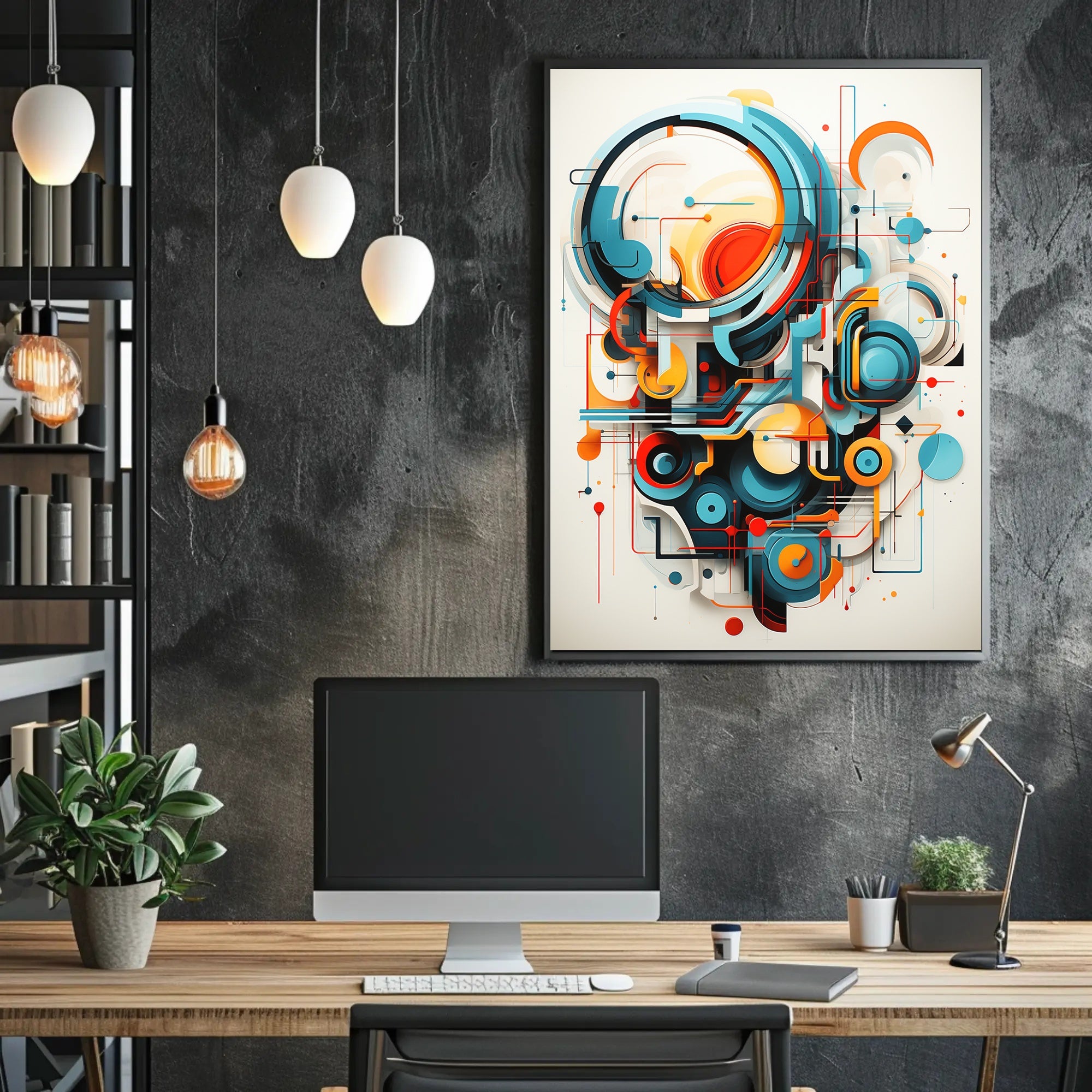 Futuristic Geometric Abstraction Art Print - Abstract Poster