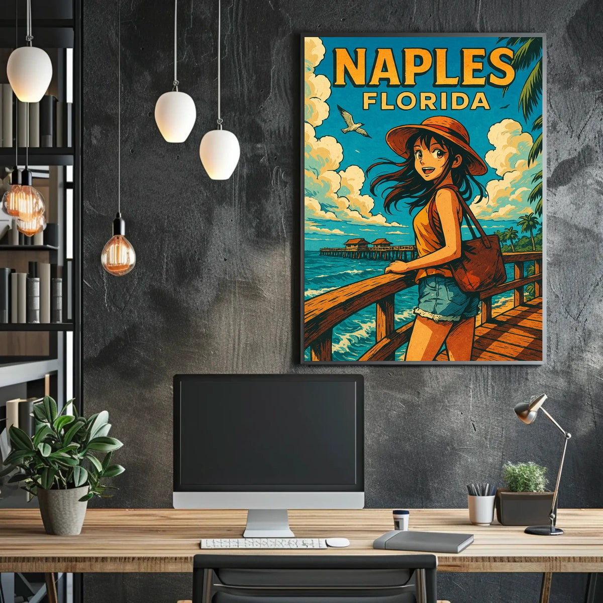 Naples Florida Adventure Poster Coastal Wall Art Decor
