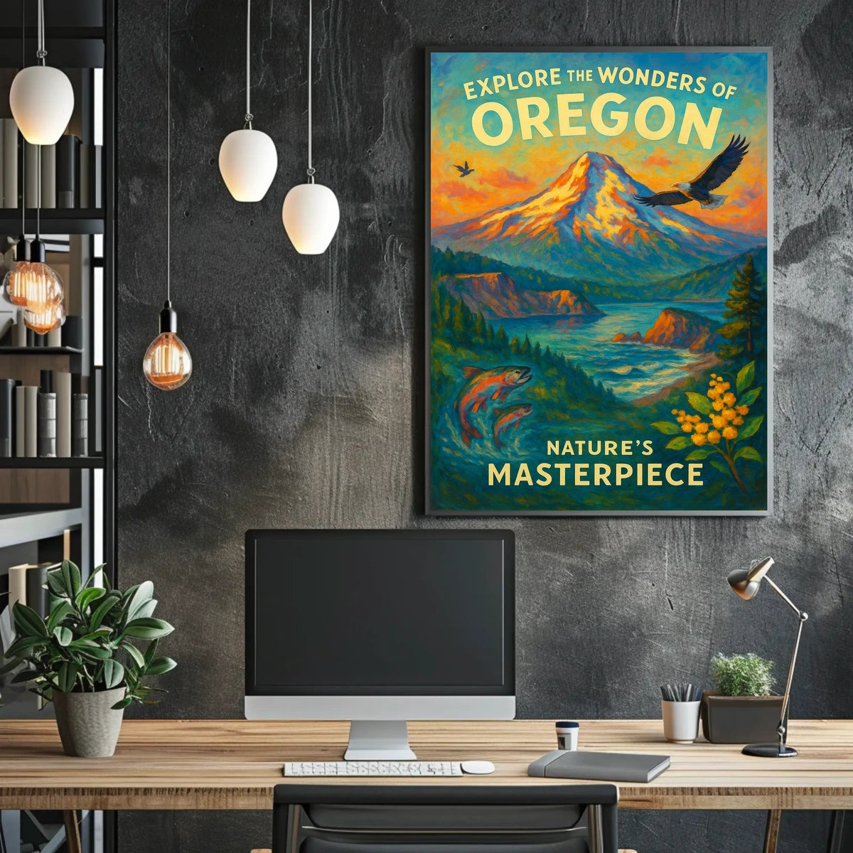 Oregon Poster Vibrant Landscape For Nature Adventurers