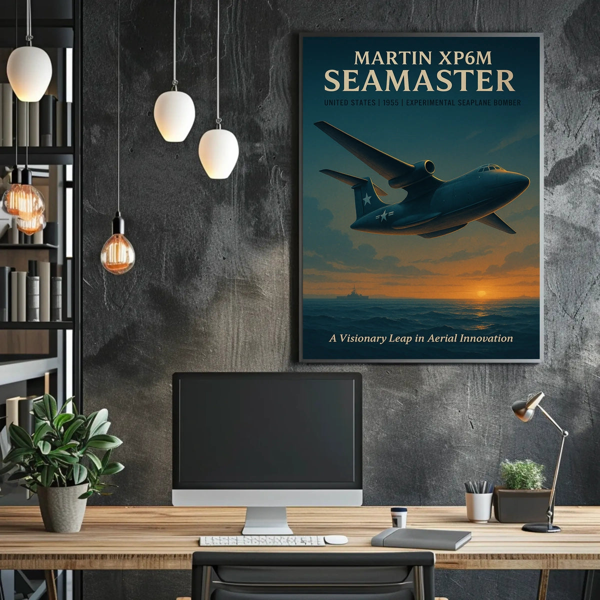 Martin XP6M Seamaster Vintage Aviation Poster Art
