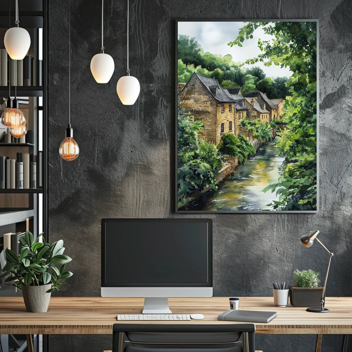 Luxembourg Grund District Riverside Scene Classic Poster