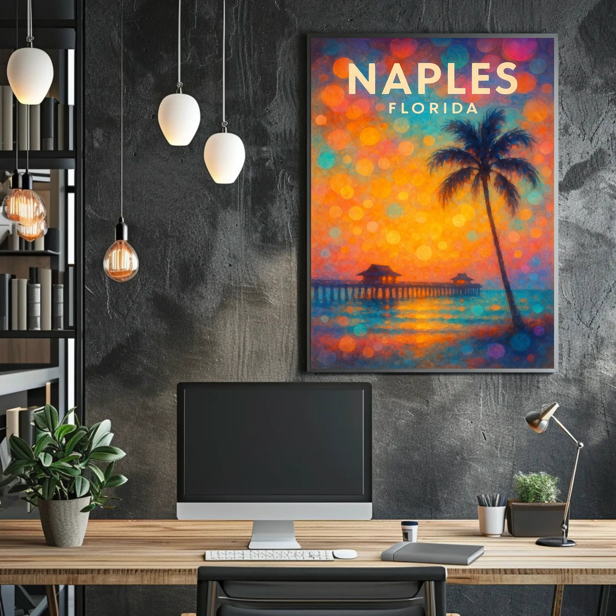 Naples Florida Sunset Poster Coastal Wall Art 18x24