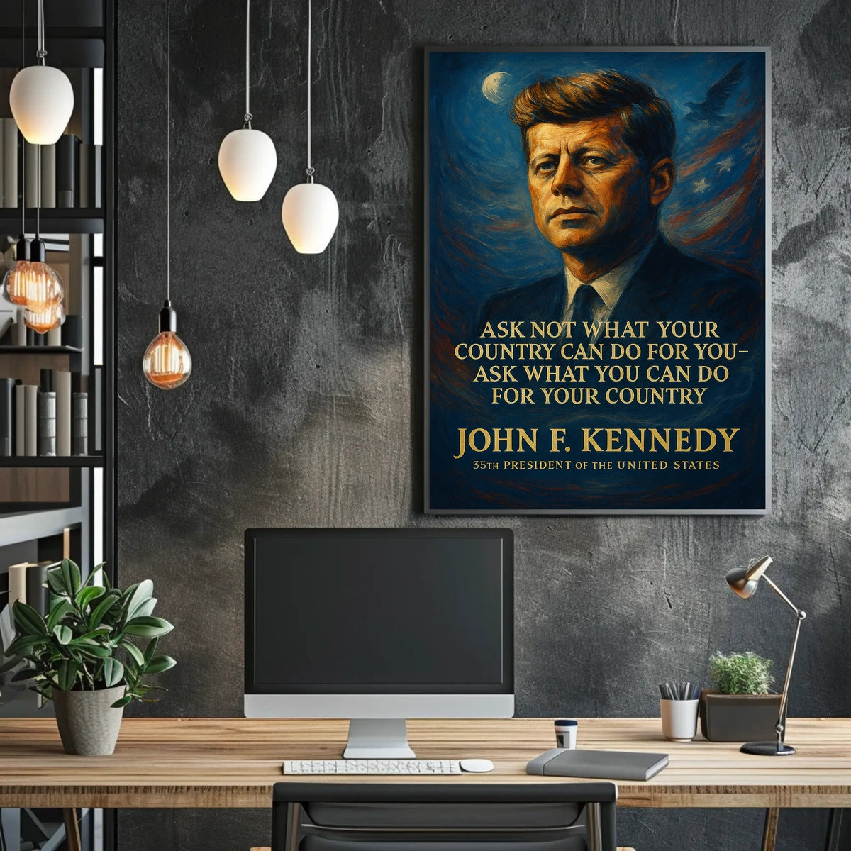 John F. Kennedy Inspirational Patriotic Poster Art