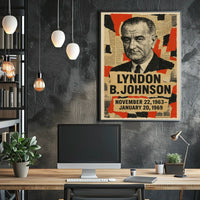 Lyndon B. Johnson 36th President of the United States Layered paper Collage Poster