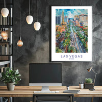 Las Vegas Skyline Watercolor Art Urban or Cityscape Poster PosterGoat