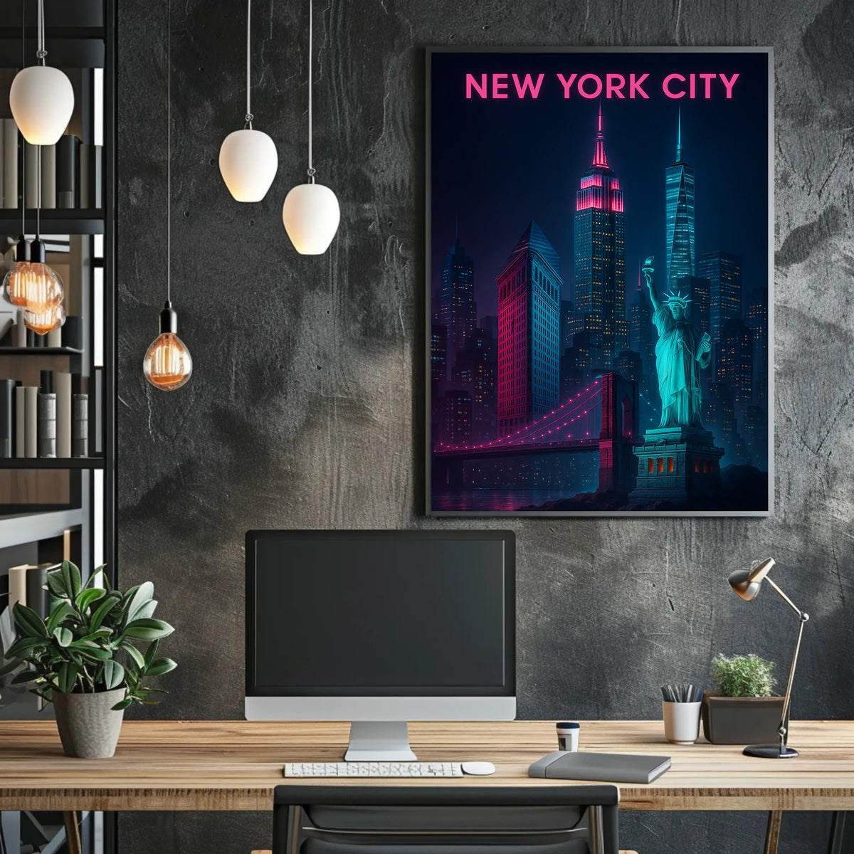 Neon Nights New York City Poster For NYC Lovers Home Decor