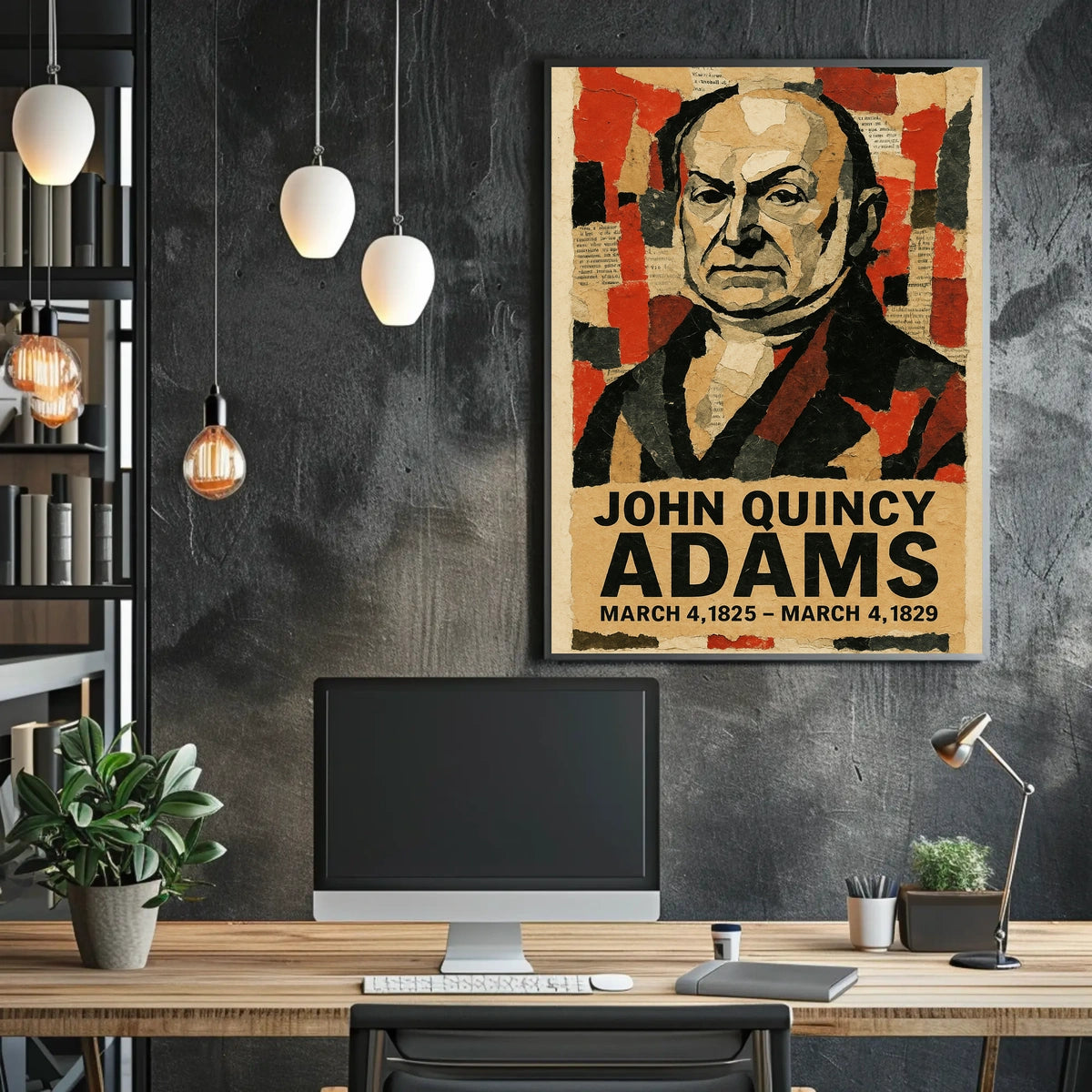 John Quincy Adams 6th President of the United States Layered paper Collage Poster