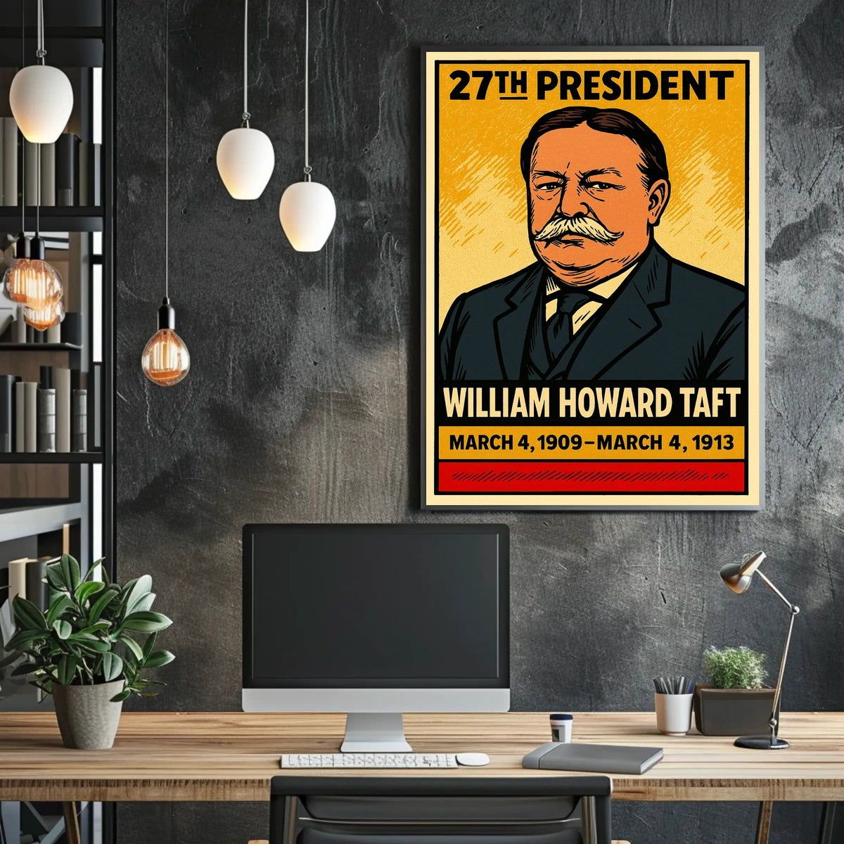 William Howard Taft 27th President of the United States Inked Comic Style Poster