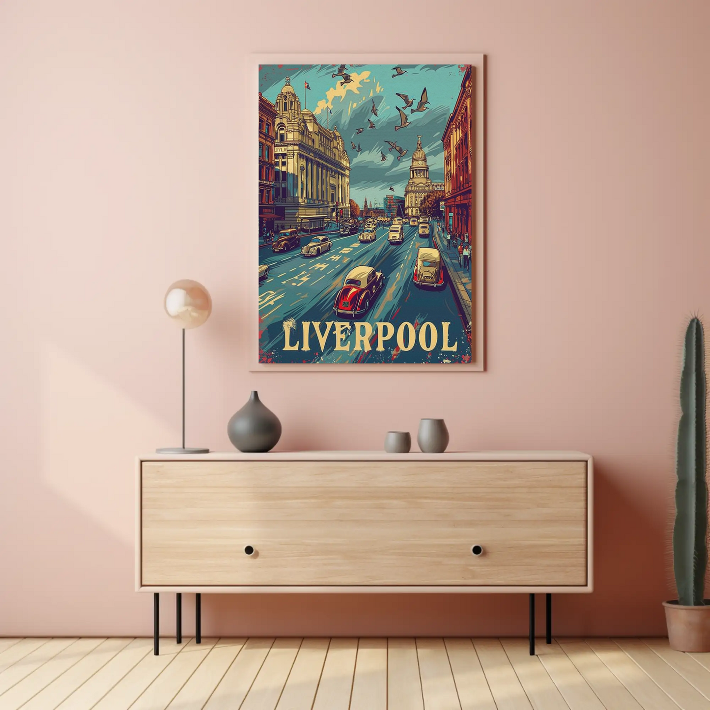 Historic Liverpool Downtown Travel Poster