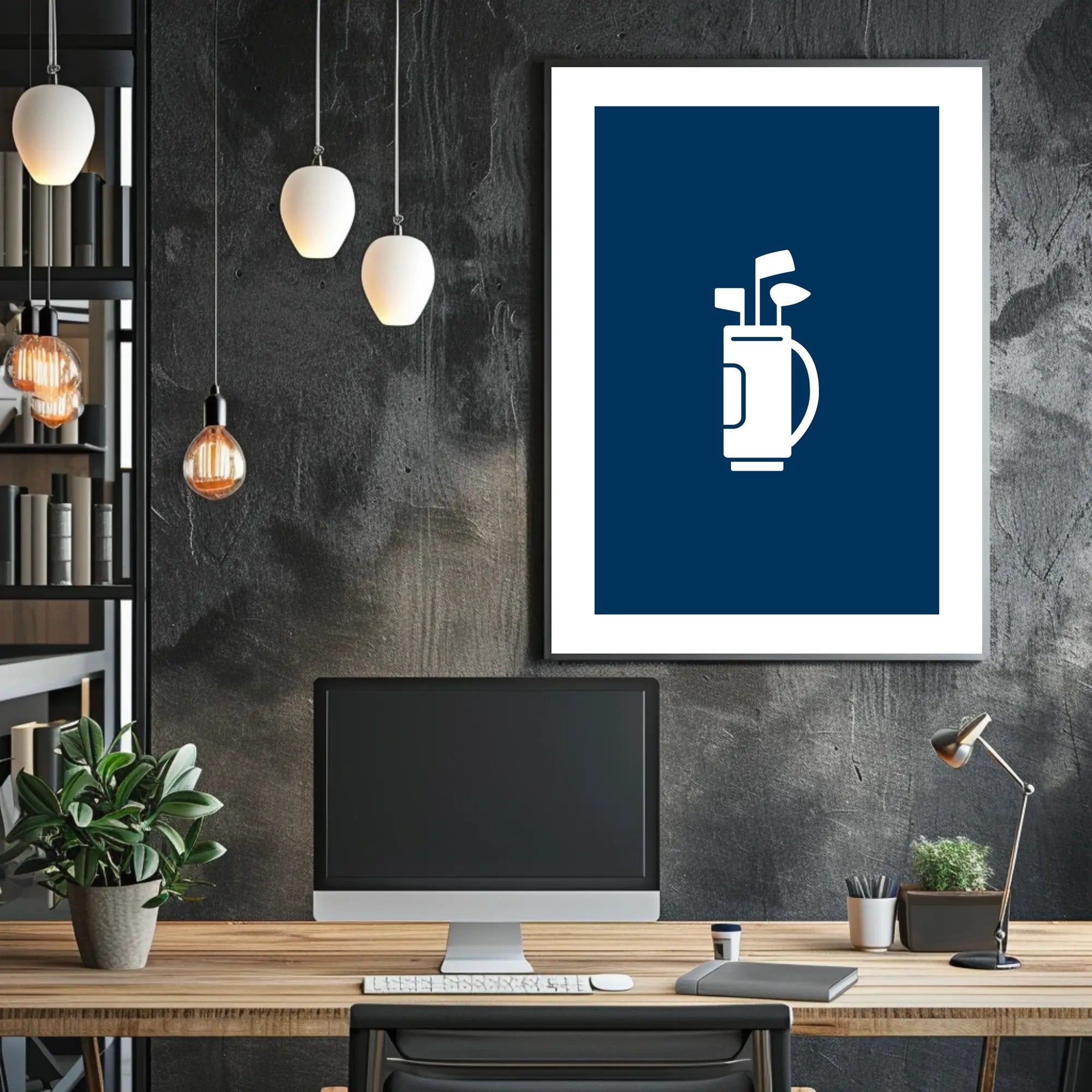 Minimalist Golf Bag Silhouette on Sports Poster