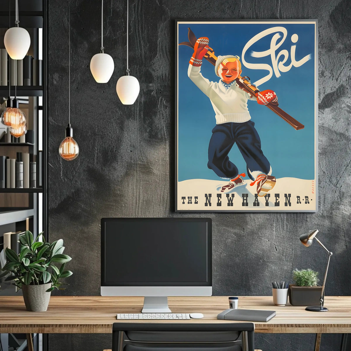 Ski Adventures with New Haven R.R Poster