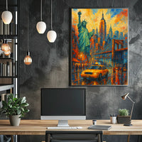 New York City Icons Landmarks Poster Abstract Wall Art