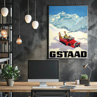 Vintage Winter Adventure in Gstaad Travel Poster PosterGoat