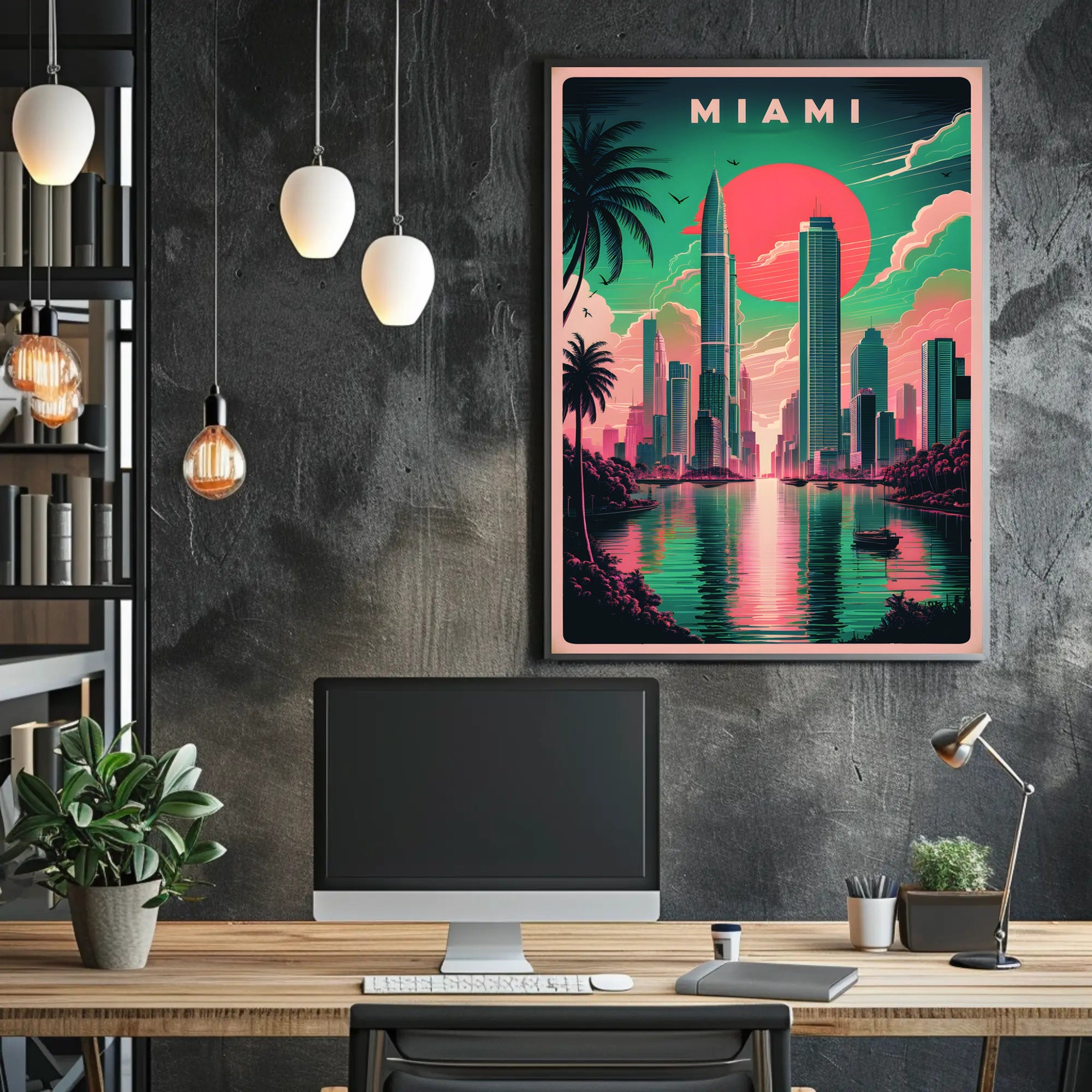 Miami Skyline Art Poster
