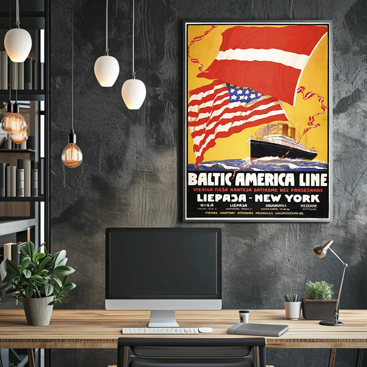 Baltic America Line Vintage Travel Poster Art