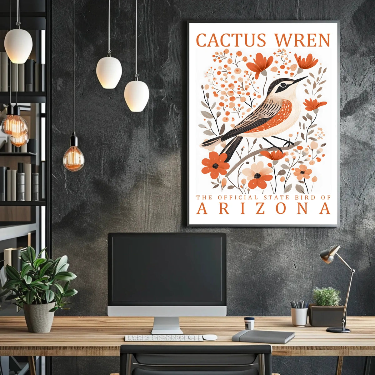 Cactus Wren Arizona State Bird Art Poster
