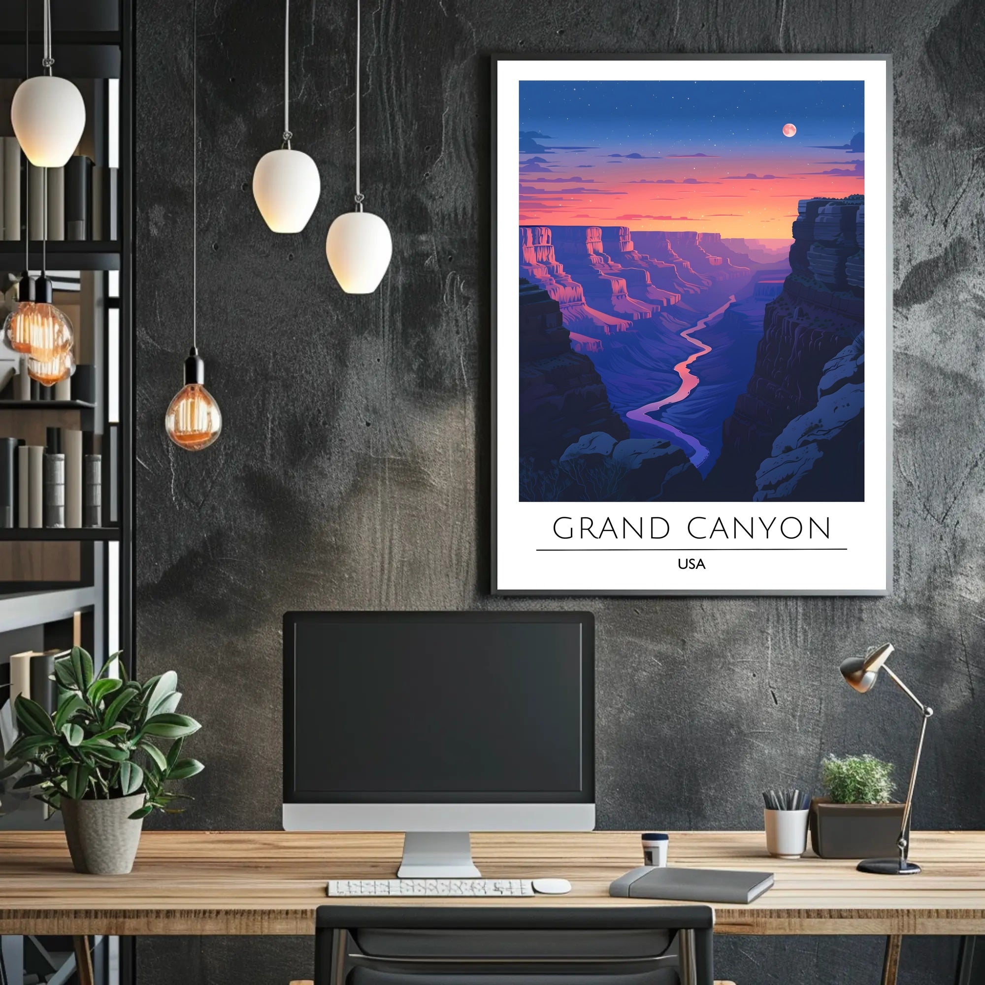 Grand Canyon Nightscape: Modern Art National Park Poster