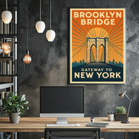 Brooklyn Bridge Gateway Poster Modern Travel Wall Art