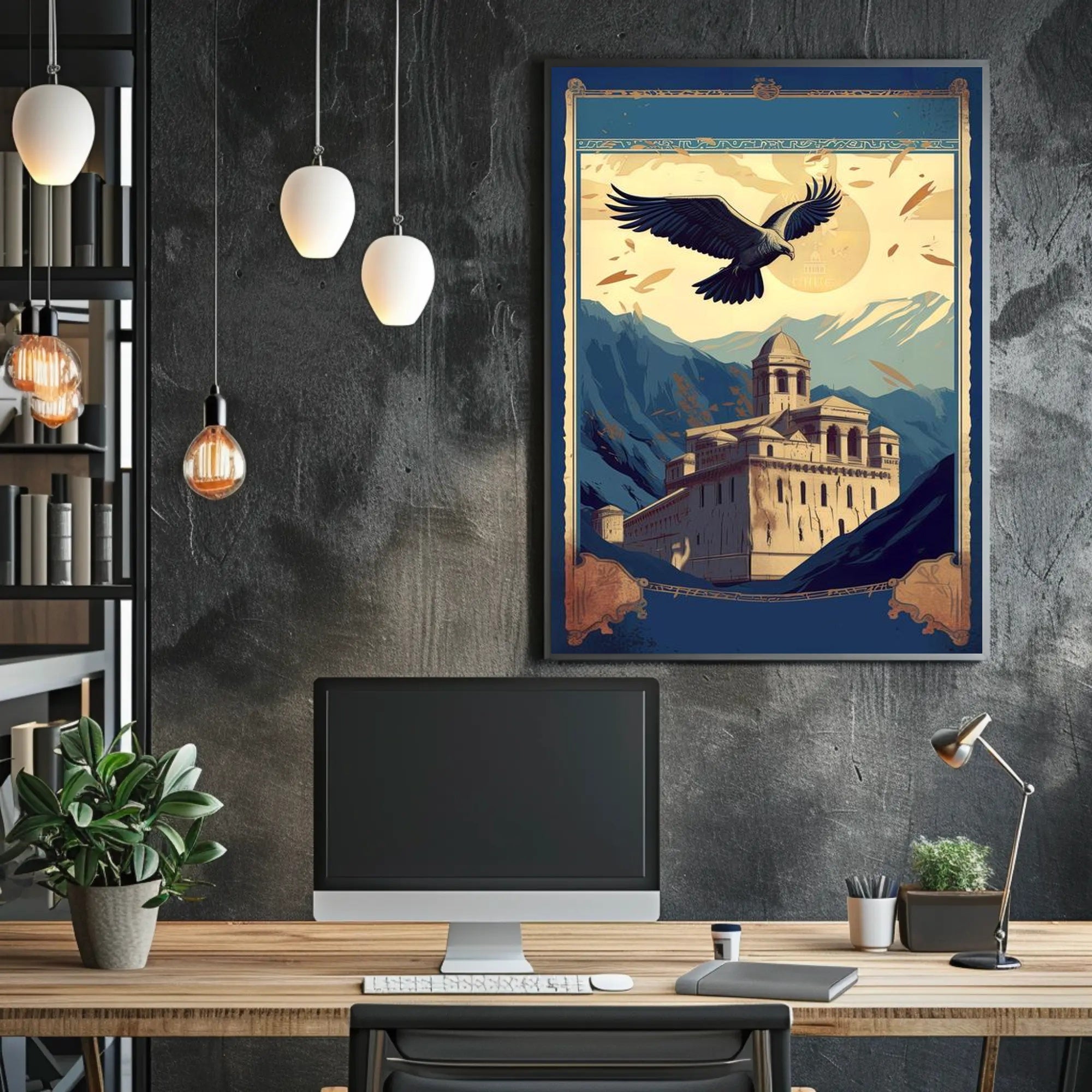 Majestic Fortress Beneath the Soaring Eagle Poster