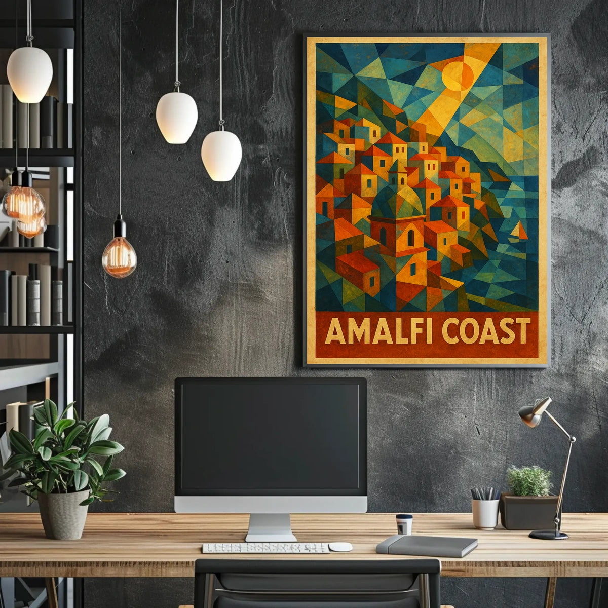 Amalfi Coast Poster Wall Art Italy Coastal Scenic Print