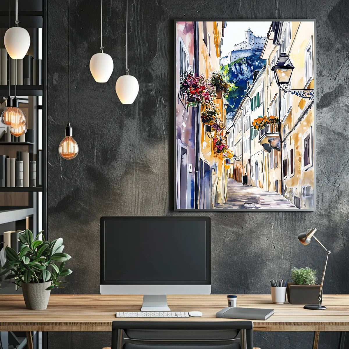 Austria Salzburg Old Town with Fortress Poster