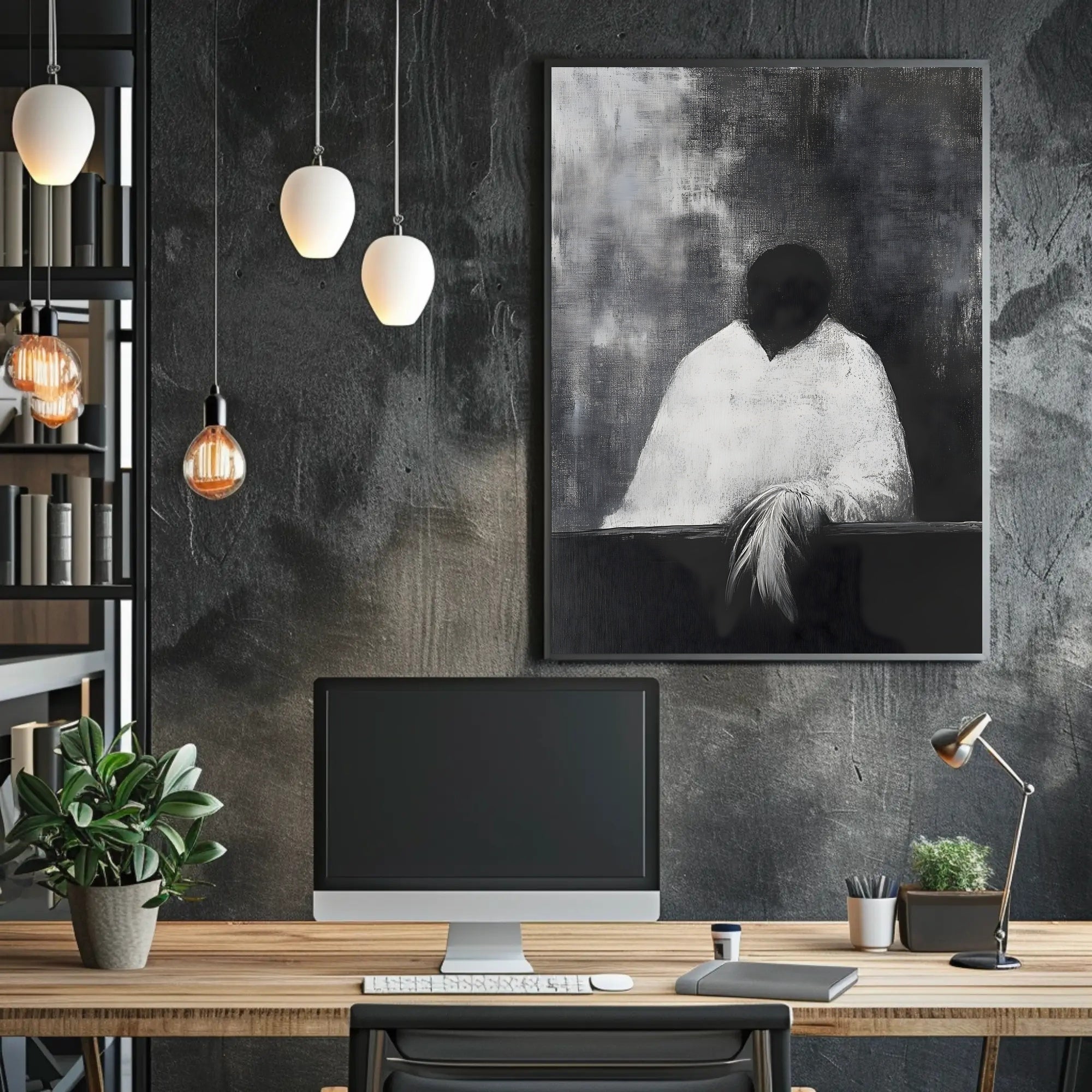 Haunting Faceless Figure in Surrealism Abstract Artistic Poster PosterGoat