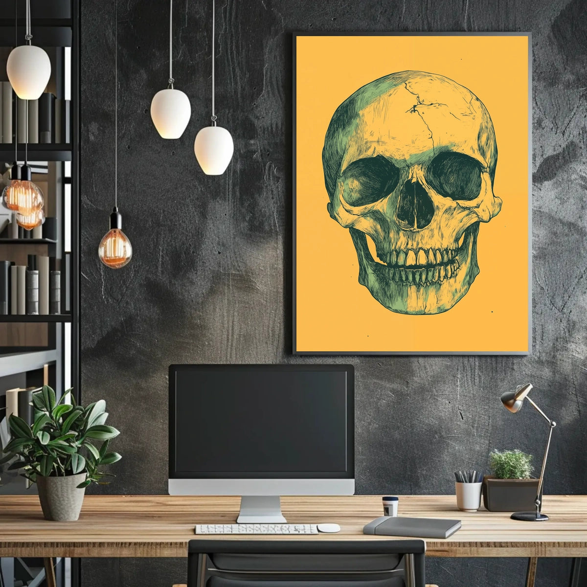 Human Skull Mortality Decay Illustration Poster