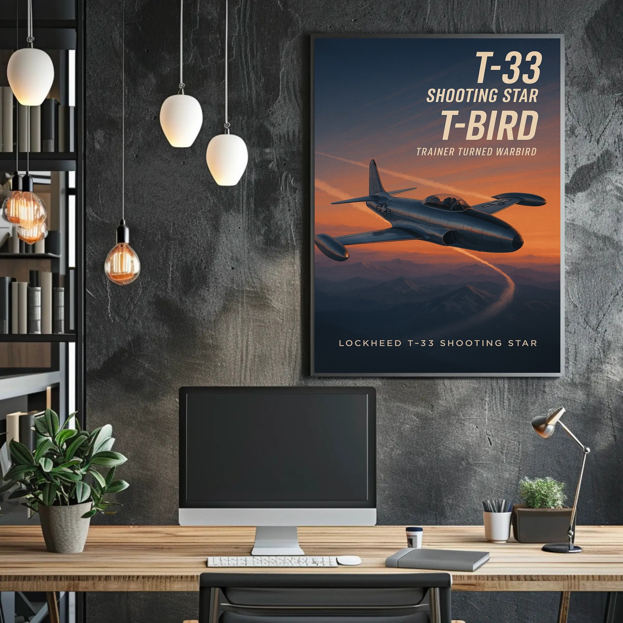 Lockheed T-33 Aircraft Poster: Historical Aviation Art Print