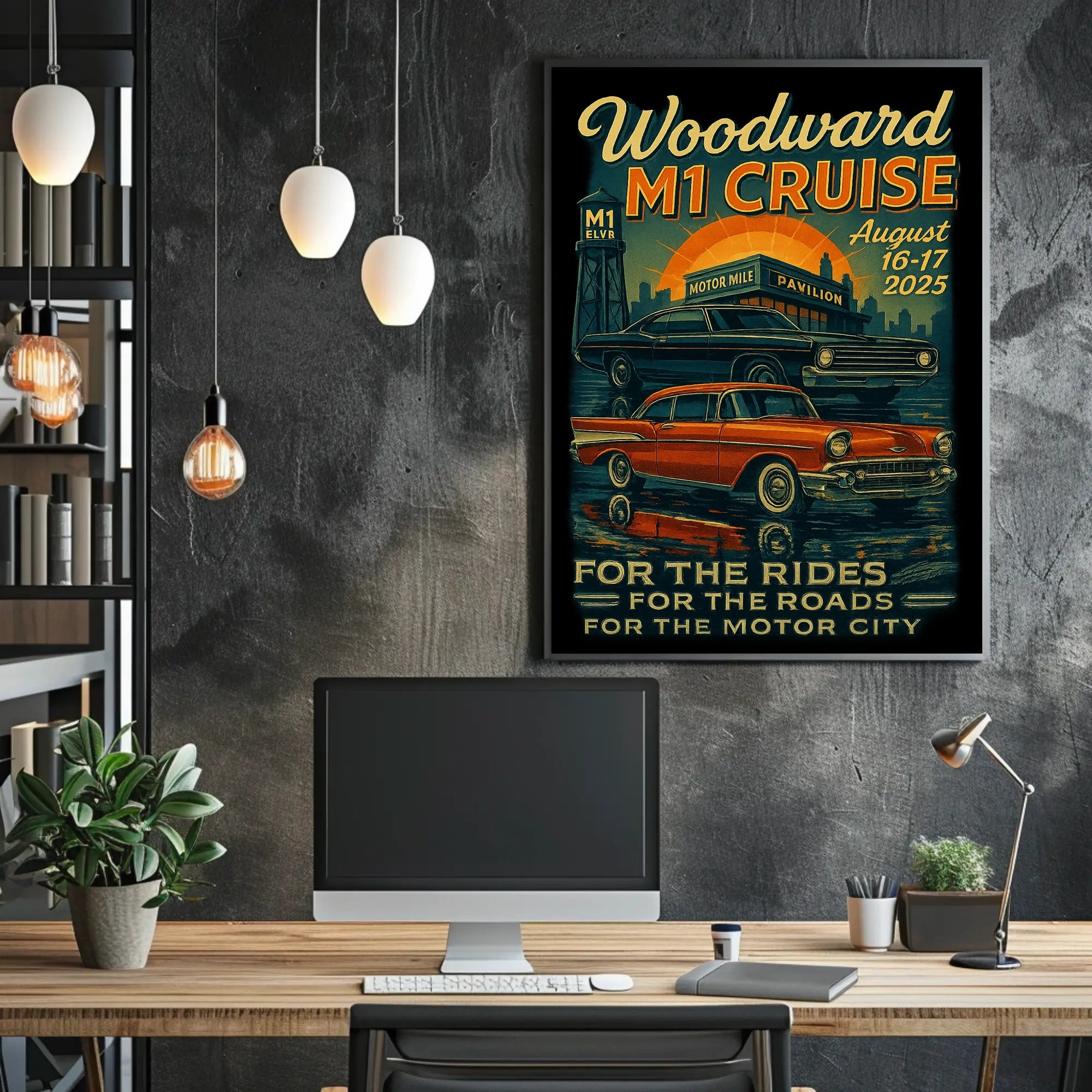 Woodward M1 Cruise Vintage Automotive Poster