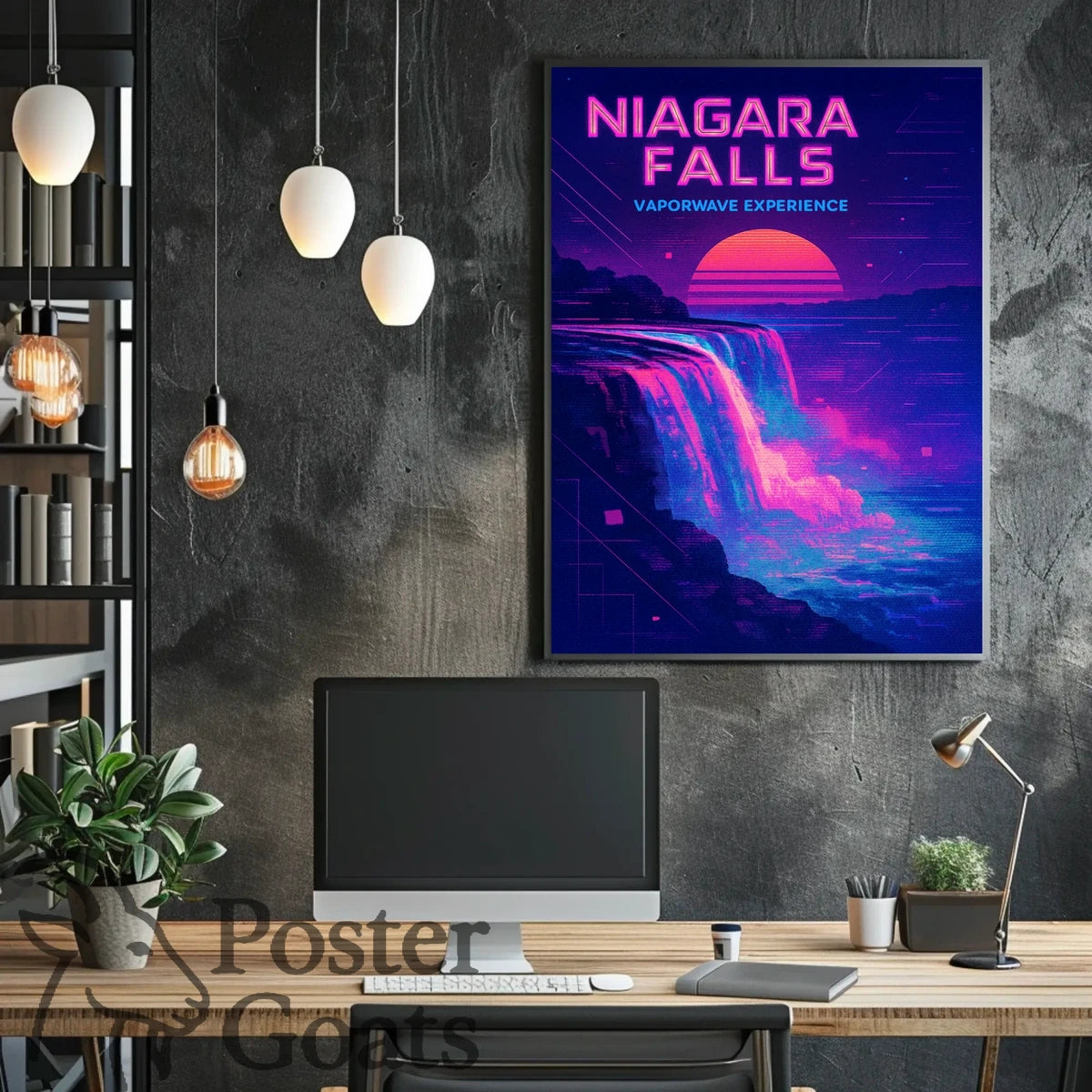 Niagara Falls Vaporwave Retro-futuristic Artistic Poster