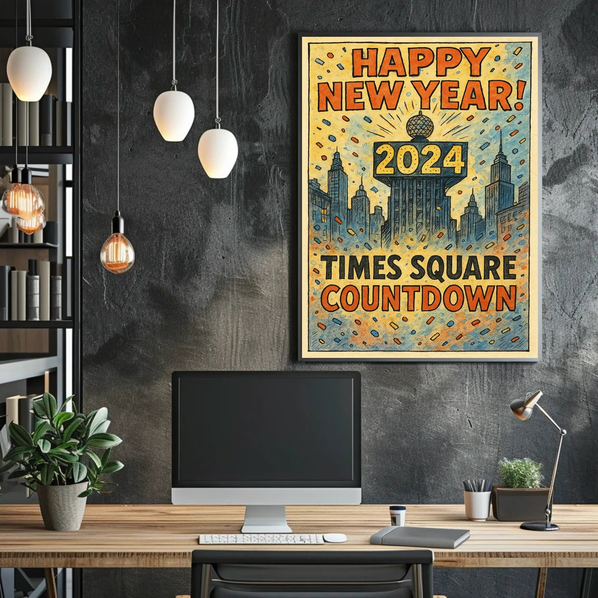 Happy New Year 2024 Times Square Countdown Poster