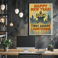 Happy New Year 2024 Times Square Countdown Poster
