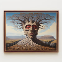 Surreal Tree Face in a Mystical Desert: Artistic Poster