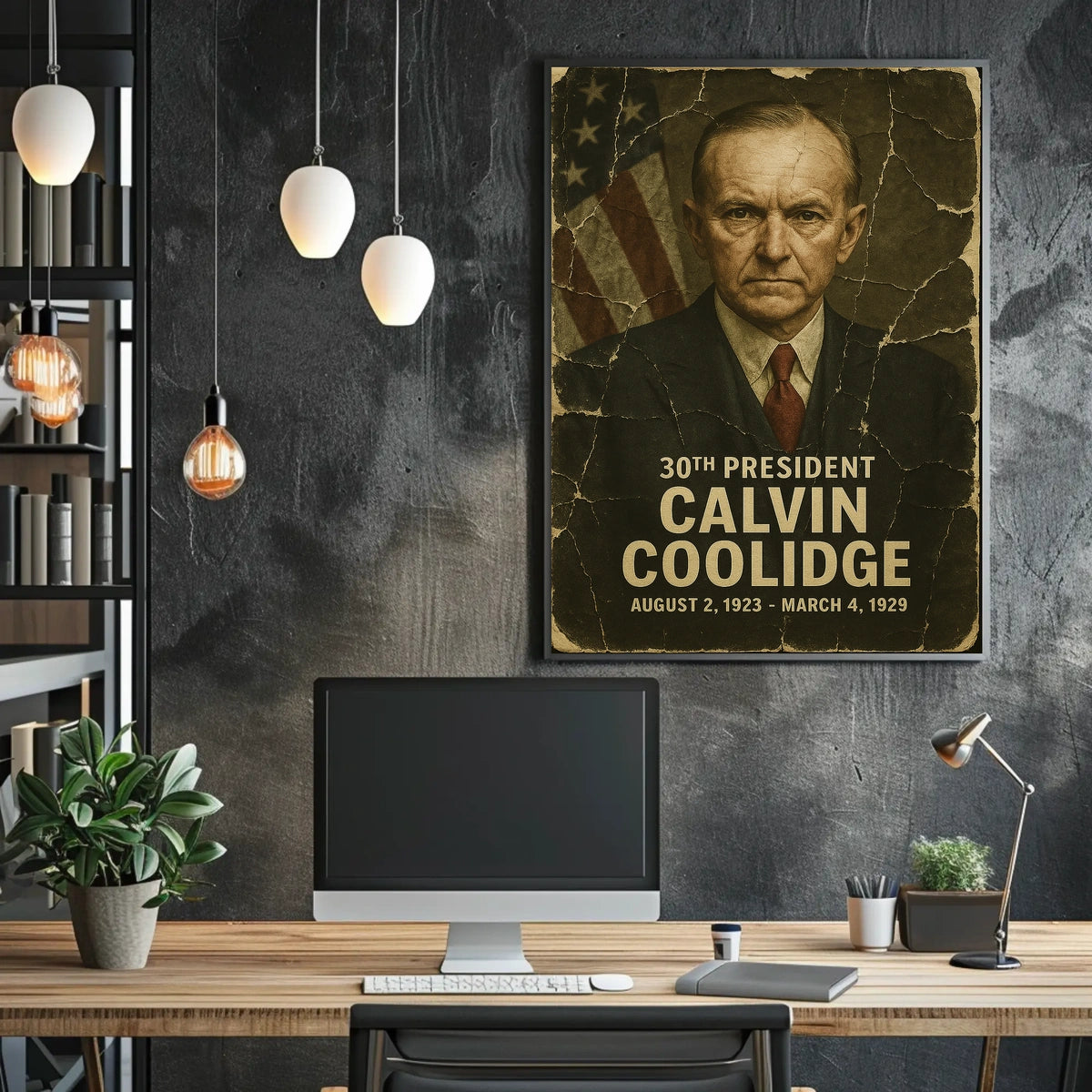 Calvin Coolidge 30th President of the United States Damaged Photograph Poster