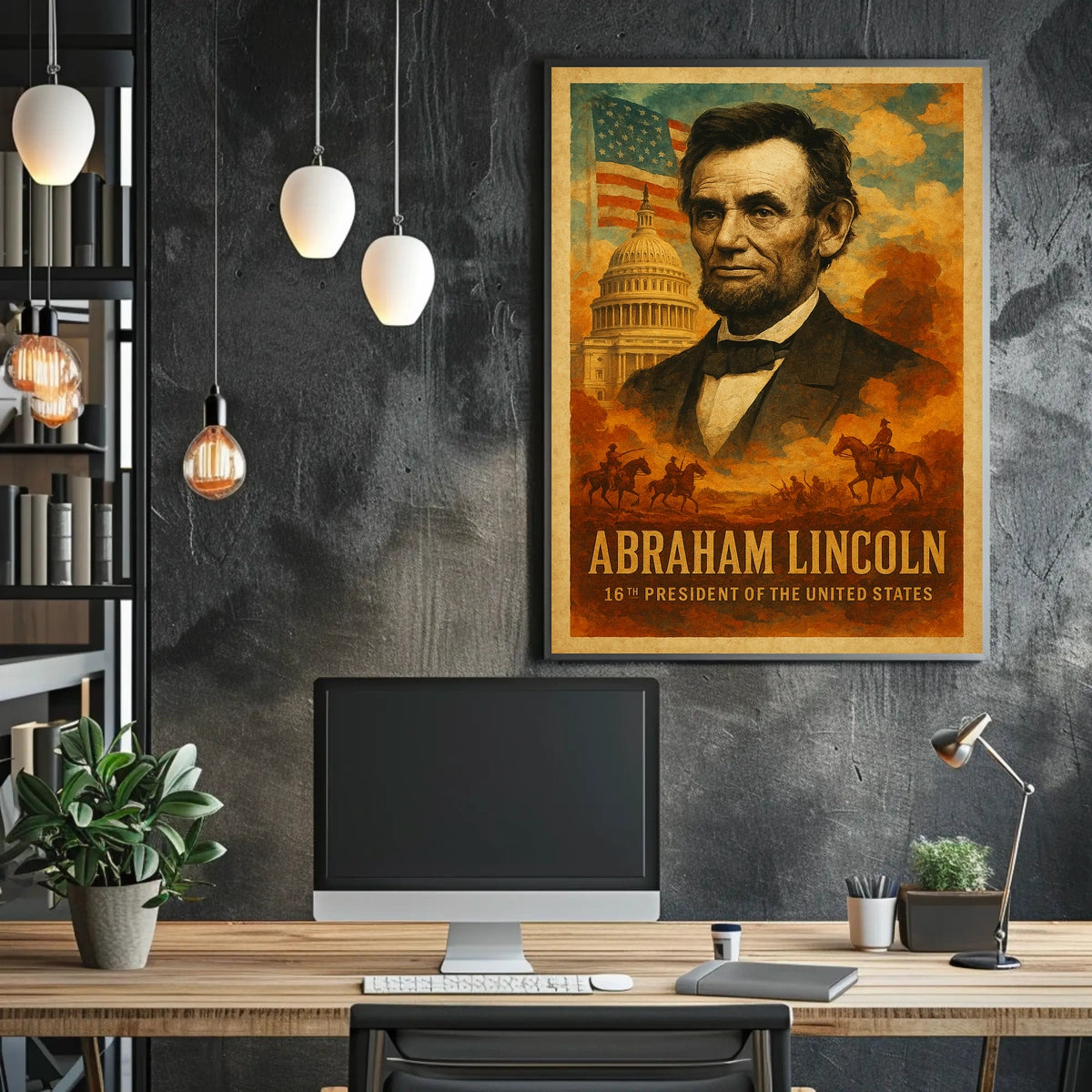 Abraham Lincoln 16th President of the United States Layered Digital Collage Poster