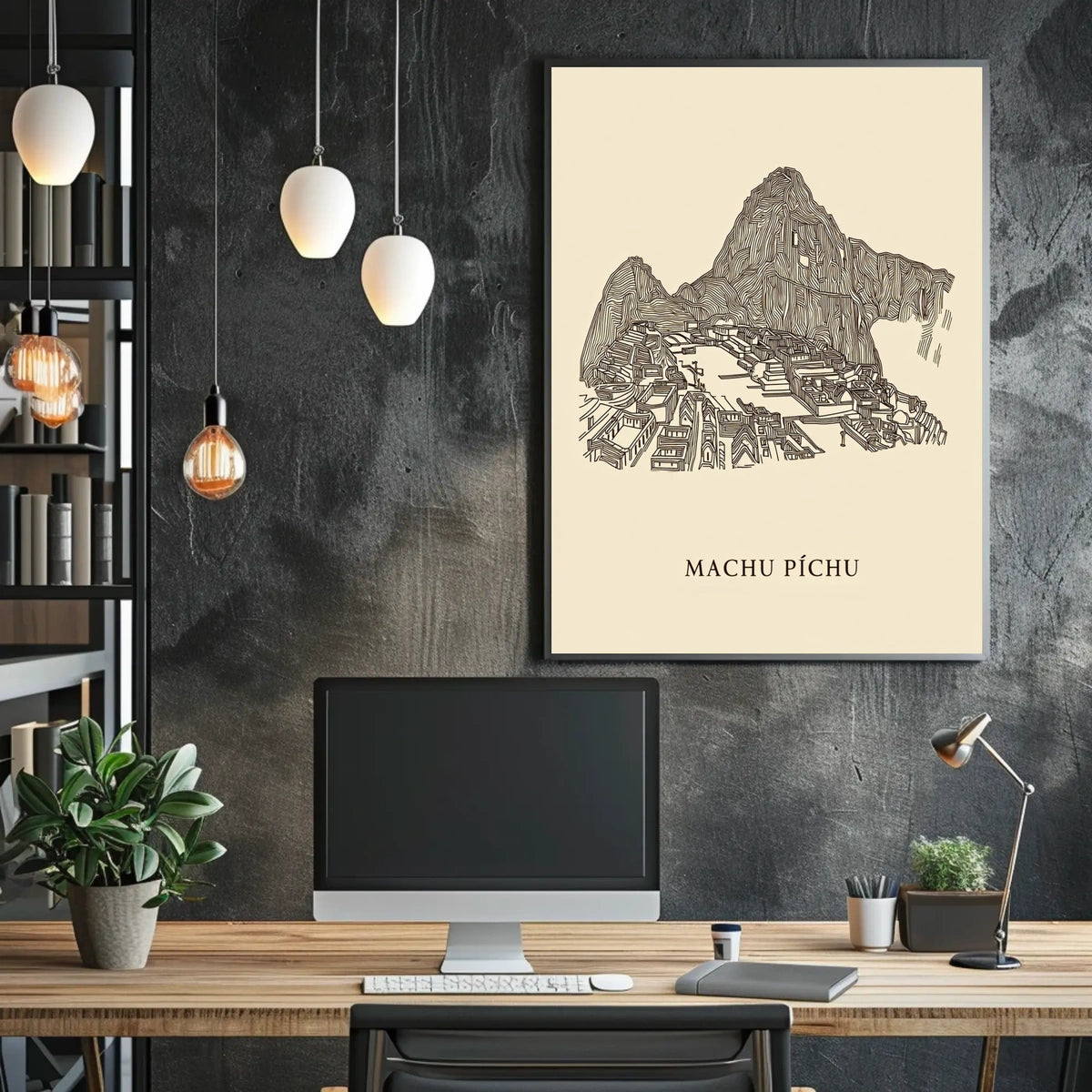 Machu Picchu A Line Art Tribute Poster