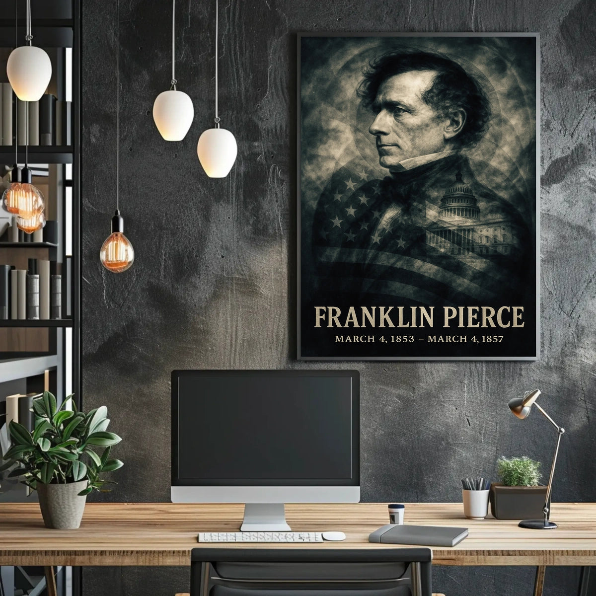 Franklin Pierce 14th President of the United States Double Exposure Poster