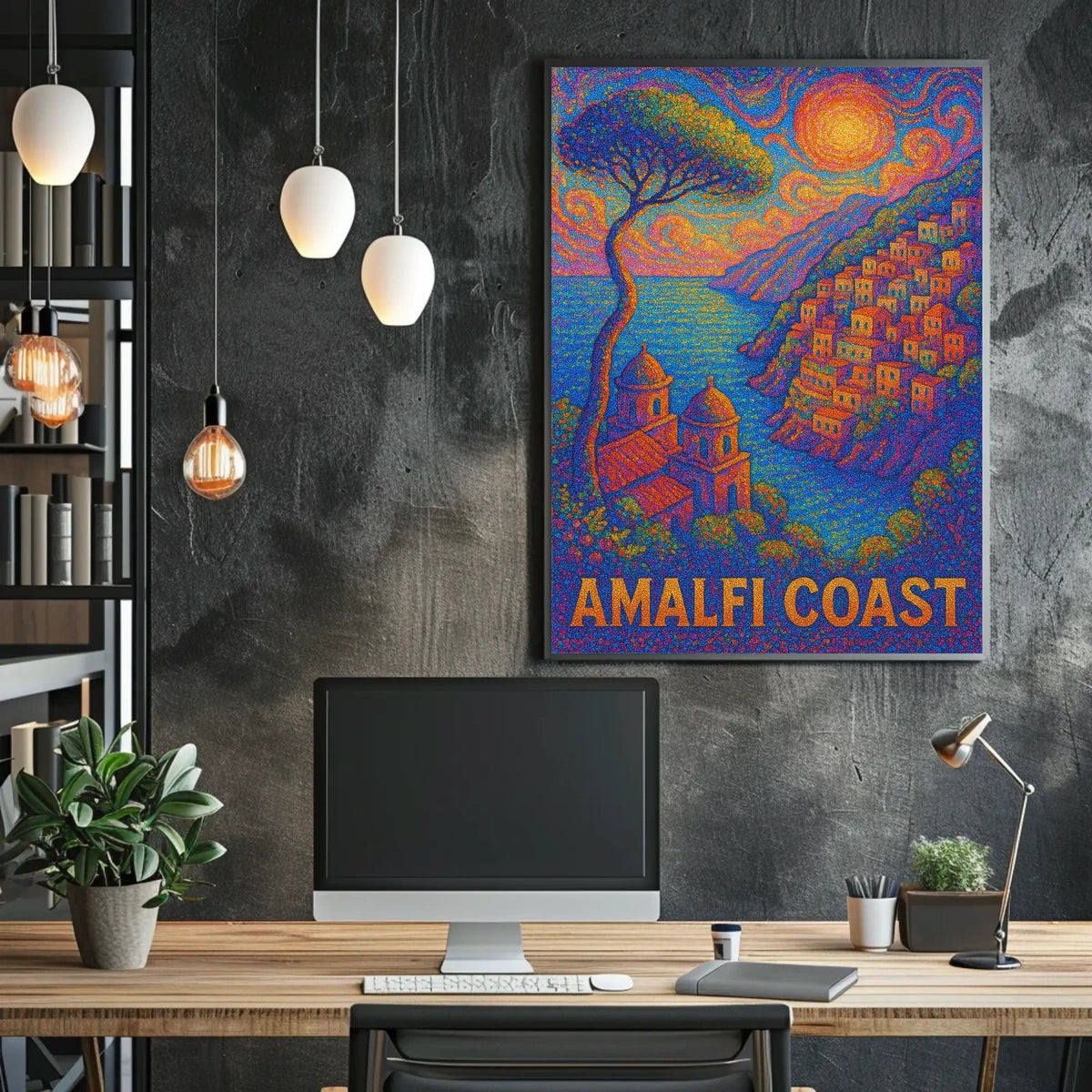 Amalfi Coast Poster Wall Art Coastal Scenic Print For Decor